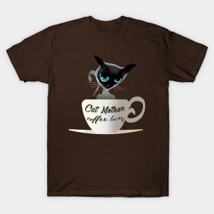 Cat Mother coffee lover (siamese cat) T-Shirt